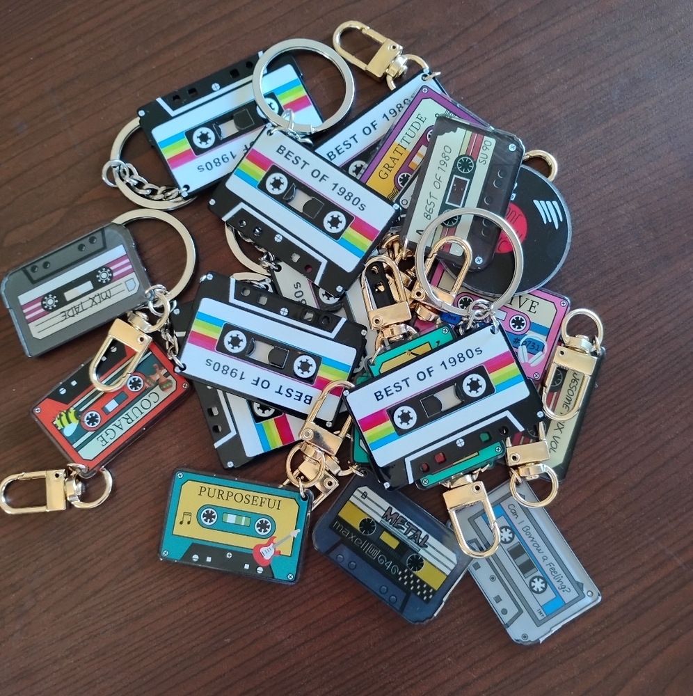 Cassette Tape & Record Keychains/Bag Charms
